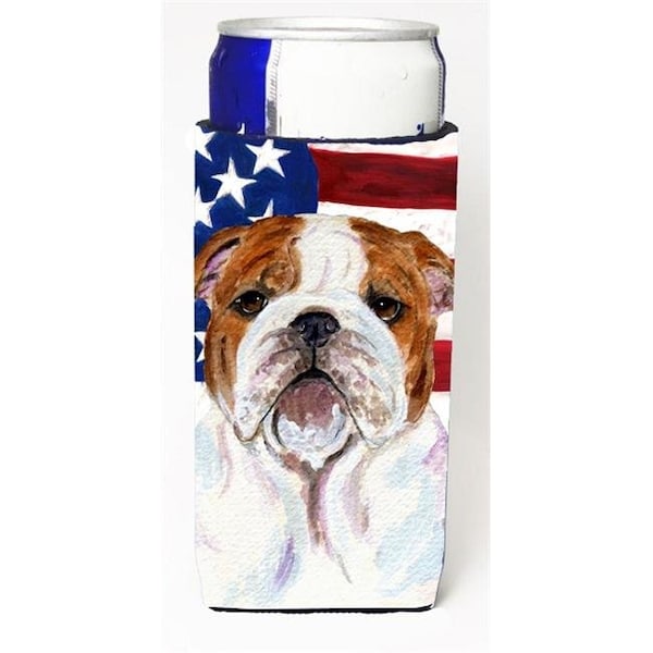 Carolines Treasures Carolines Treasures SS4046MUK Usa American Flag With Bulldog English Michelob Ultra bottle sleeves For Slim Cans - 12 oz. - SS4046MUK
