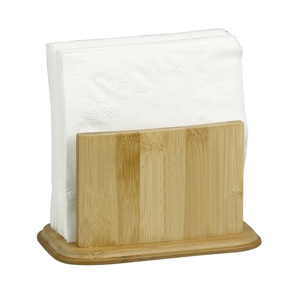Home Basics Home Basics Premium Bamboo Freestanding Large Capacity Napkin Holder, Natural - ZOR96187