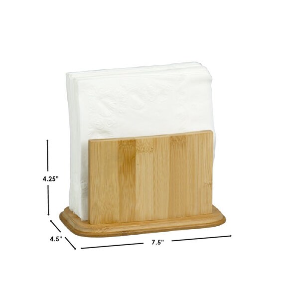 Home Basics Home Basics Premium Bamboo Freestanding Large Capacity Napkin Holder, Natural - ZOR96187