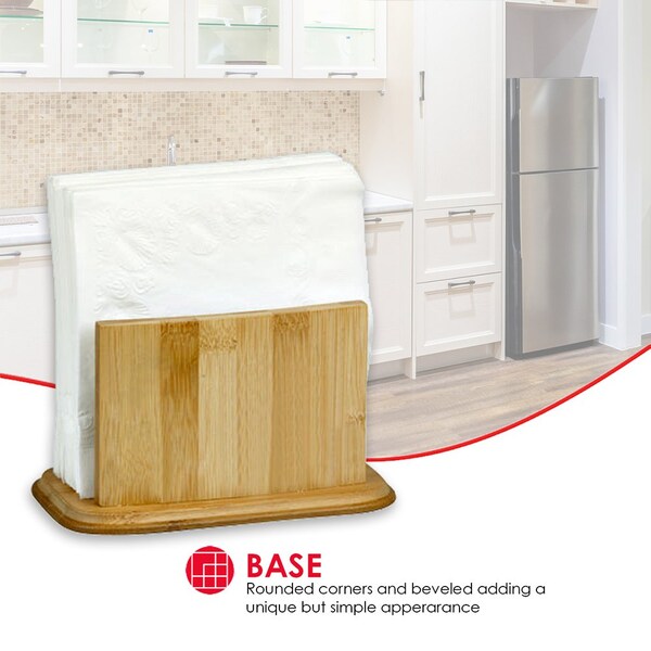 Home Basics Home Basics Premium Bamboo Freestanding Large Capacity Napkin Holder, Natural - ZOR96187