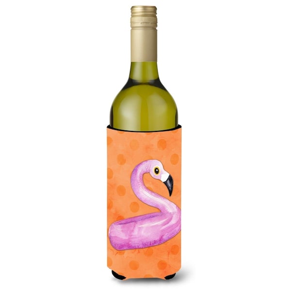 Carolines Treasures Flamingo Floaty Orange Polkadot Wine Bottle Beverge Insulator Hugger - BB8258LITERK