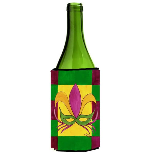Carolines Treasures Mardi Gras Mask Wine bottle sleeve Hugger - 24 Oz. - 8035LITERK