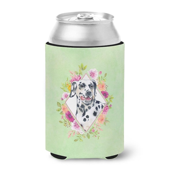 Carolines Treasures Dalmatian Green Flowers Can or Bottle Hugger - CK4297CC
