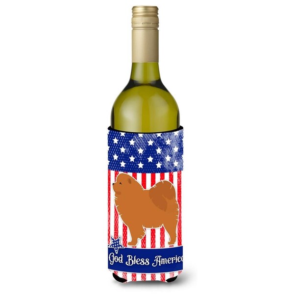 Carolines Treasures USA Patriotic Chow Chow Wine Bottle Beverge Insulator Hugger - BB3351LITERK