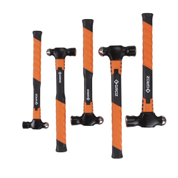 Groz Ball Pein Hammers Set - 5pcs, 8, 12, 16, 24 & 32 Oz. - BPFG/ST/5