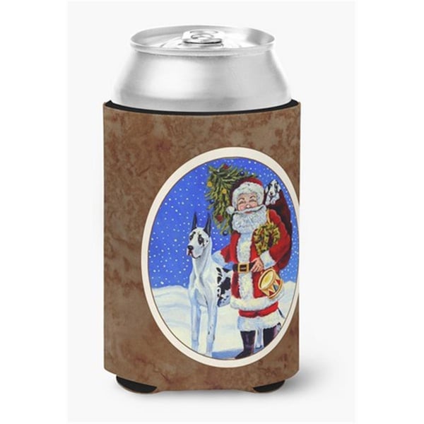 Carolines Treasures Harlequin Great Dane with Santa Claus Can or Bottle Hugger - 7083CC