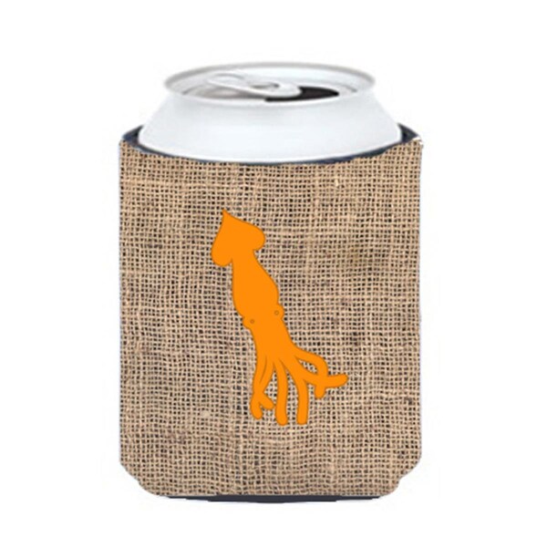 Carolines Treasures Squid Burlap And Orange Can Or Bottle  Hugger - BB1096-BL-OR-CC