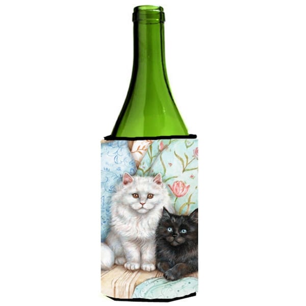 Carolines Treasures A Black Cat & a White Cat Wine Bottle Can cooler Hugger - CDCO0510LITERK