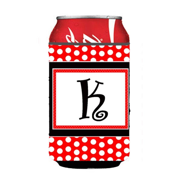 Carolines Treasures Letter K Initial Monogram - Red Black Polka Dots Can or Bottle  Hugger - CJ1012-KCC