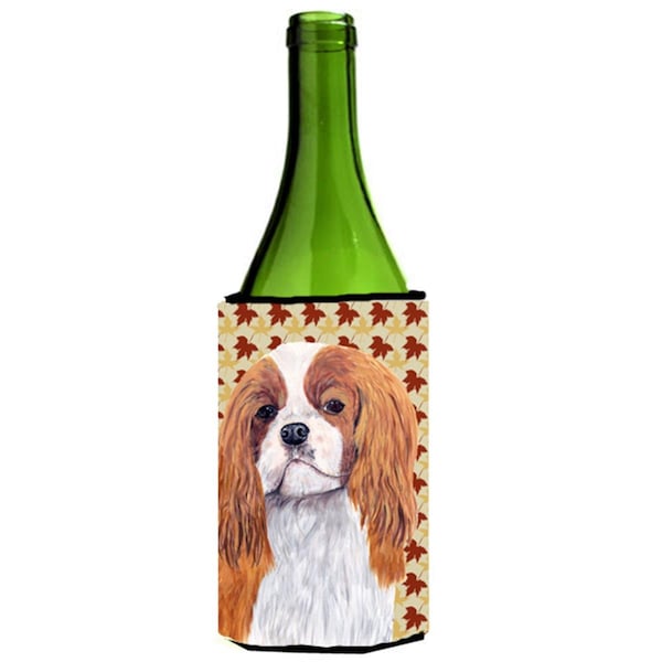 Carolines Treasures Cavalier Spaniel Fall Leaves Portrait Wine bottle sleeve Hugger - SC9232LITERK