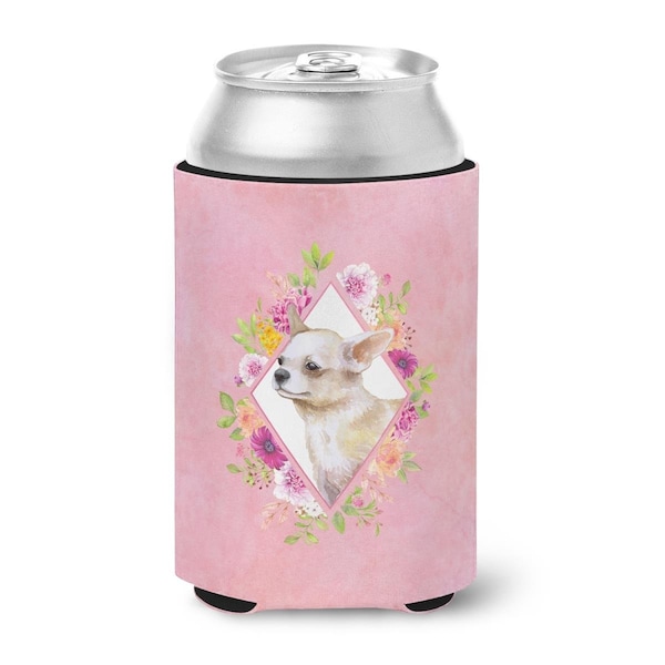 Carolines Treasures Chihuahua No.2 Pink Flowers Can or Bottle Hugger - CK4129CC