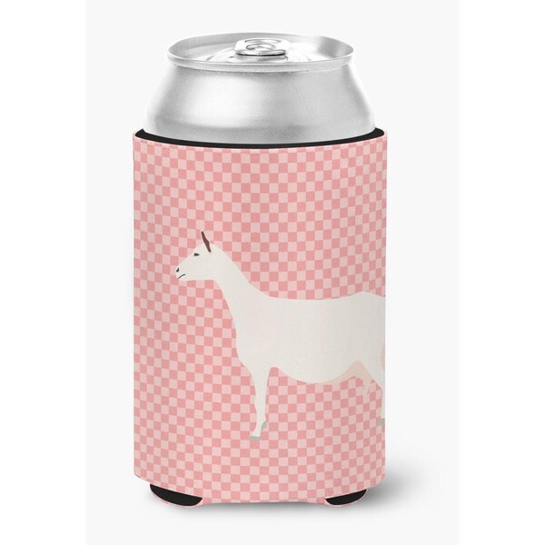 Carolines Treasures Saanen Goat Pink Check Can or Bottle Hugger - BB7889CC