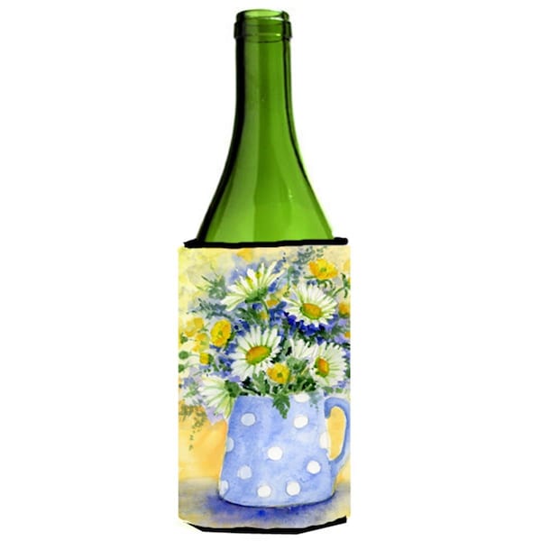 Carolines Treasures Blue & Yellow Flowers by Maureen Bonfield Wine Bottle Can cooler Hugger - BMBO0730LITERK