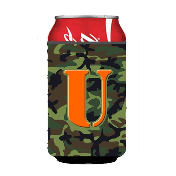 Carolines Treasures Letter U Initial Monogram - Camo Green Can Or Bottle  Hugger - CJ1030-UCC