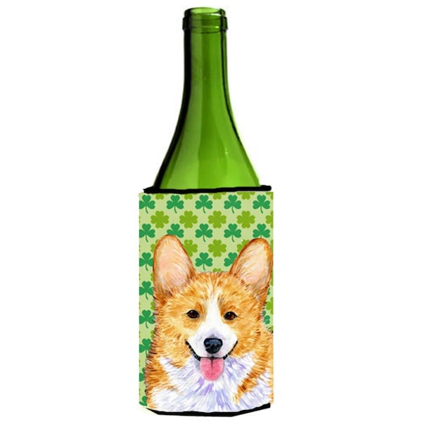 Carolines Treasures Corgi St. Patricks Day Shamrock Wine bottle sleeve Hugger - 24 oz. - SS4417LITERK