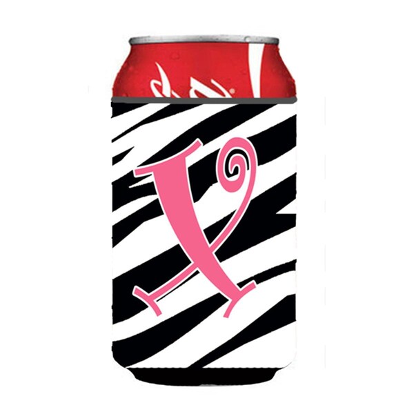 Carolines Treasures Letter x Initial Monogram - Zebra Stripe And Pink Can Or Bottle  Hugger - CJ1037-XCC