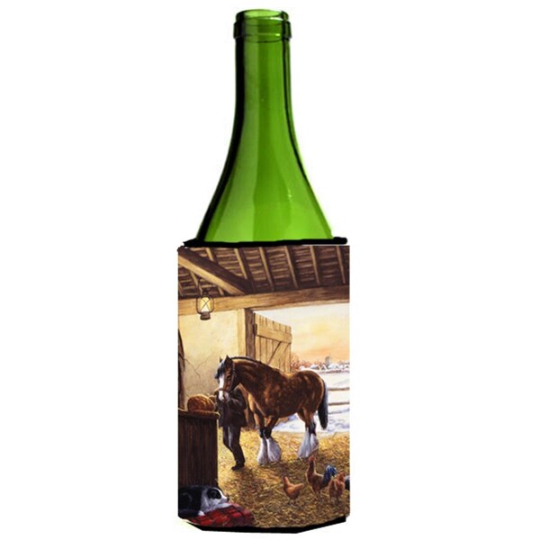 Carolines Treasures Cydesdale in the Stable Wine Bottle Can cooler Hugger - BDBA0291LITERK