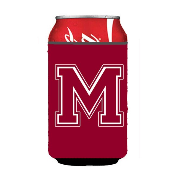 Carolines Treasures Letter M Initial Monogram - Maroon And White Can Or Bottle  Hugger - CJ1032-MCC