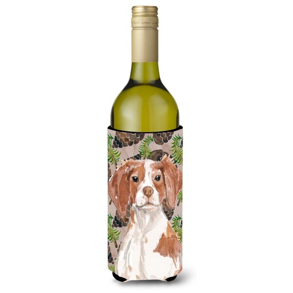 Carolines Treasures Brittany Spaniel Pine Cones Wine Bottle Beverge Insulator Hugger - BB9574LITERK