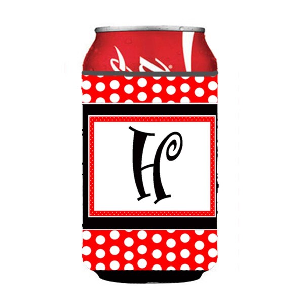 Carolines Treasures Letter H Initial Monogram - Red Black Polka Dots Can or Bottle  Hugger - CJ1012-HCC