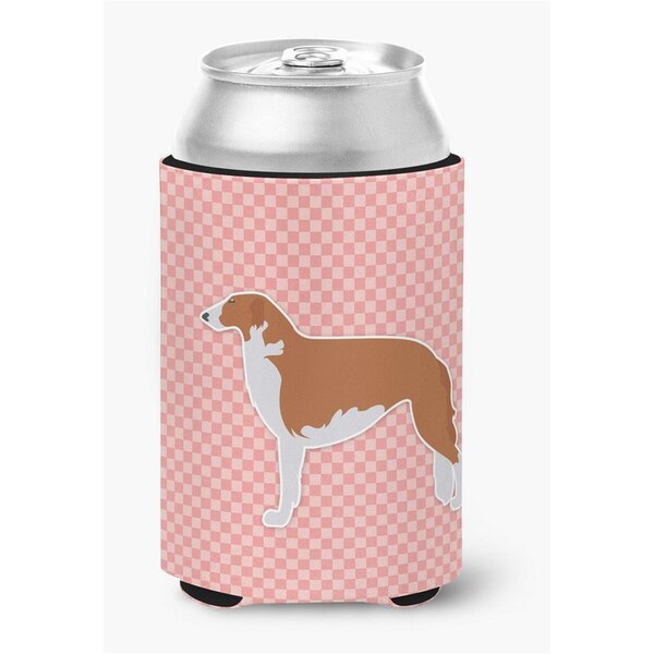 Carolines Treasures Borzoi Russian Greyhound Checkerboard Pink Can or Bottle Hugger - BB3599CC