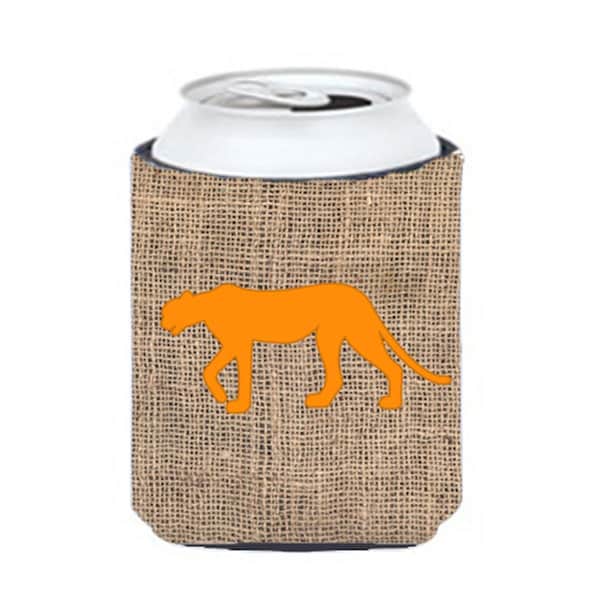 Carolines Treasures Leopard Burlap and Orange Can or Bottle  Hugger - BB1004-BL-OR-CC