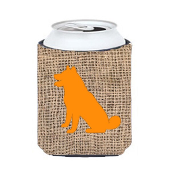 Carolines Treasures Shiba Inu Burlap And Orange Can Or Bottle  Hugger - BB1113-BL-OR-CC