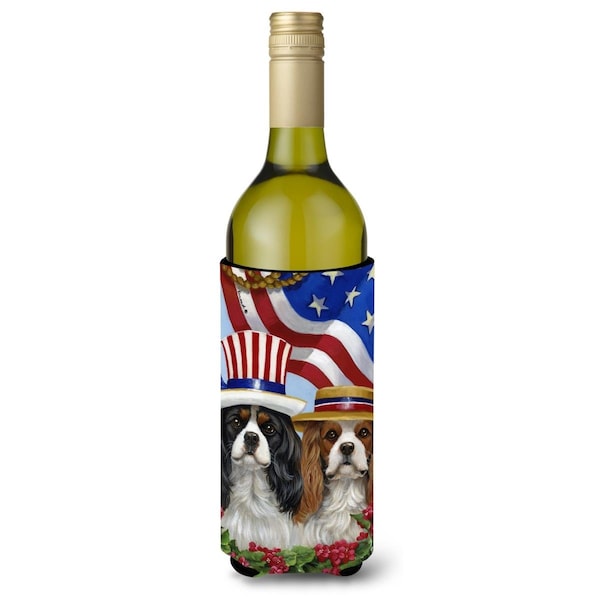 Carolines Treasures 24 oz Cavalier Spaniel USA Wine Bottle Hugger - PPP3069LITERK