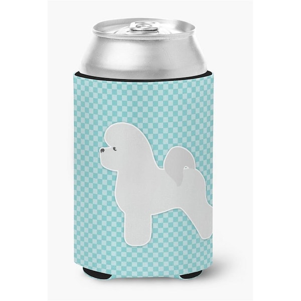 Carolines Treasures Bichon Frise Checkerboard Blue Can or Bottle Hugger - BB3745CC