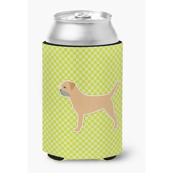Carolines Treasures Border Terrier Checkerboard Green Can or Bottle Hugger - BB3789CC