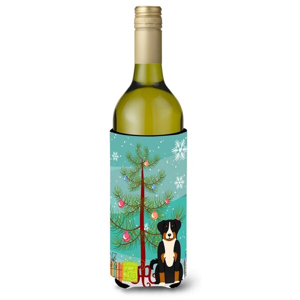 Carolines Treasures Merry Christmas Tree Appenzeller Sennenhund Wine Bottle Beverge Insulator Hugger - BB4168LITERK