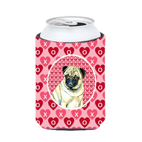 Carolines Treasures Pug Valentines Love And Hearts Can Or Bottle  Hugger - 12 oz. - LH9162CC