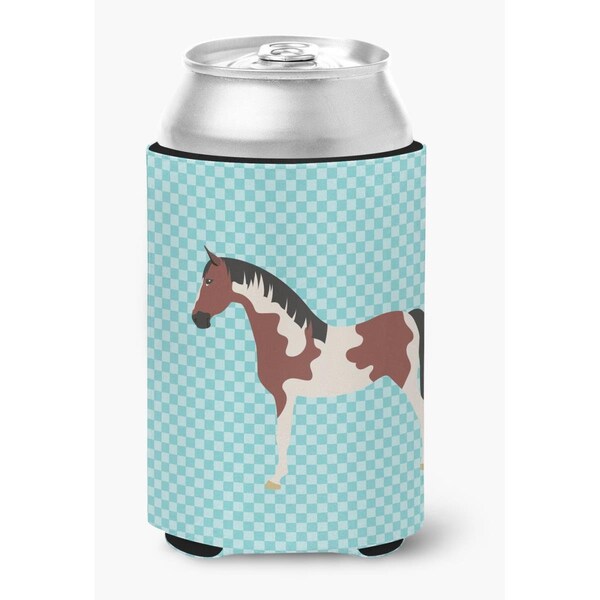 Carolines Treasures Pinto Horse Blue Check Can or Bottle Hugger - BB8081CC