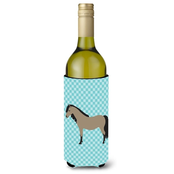 Carolines Treasures Welsh Pony Horse Blue Check Wine Bottle Beverge Insulator Hugger - BB8084LITERK