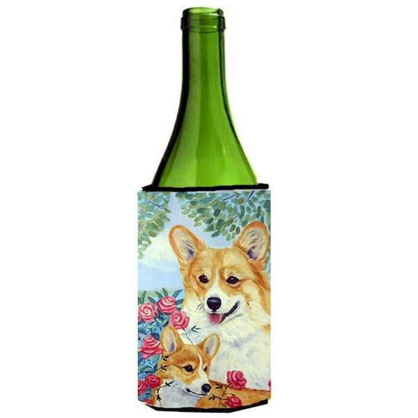 Carolines Treasures Corgi Momma Loves Roses Wine bottle sleeve Hugger - 24 oz. - 7084LITERK