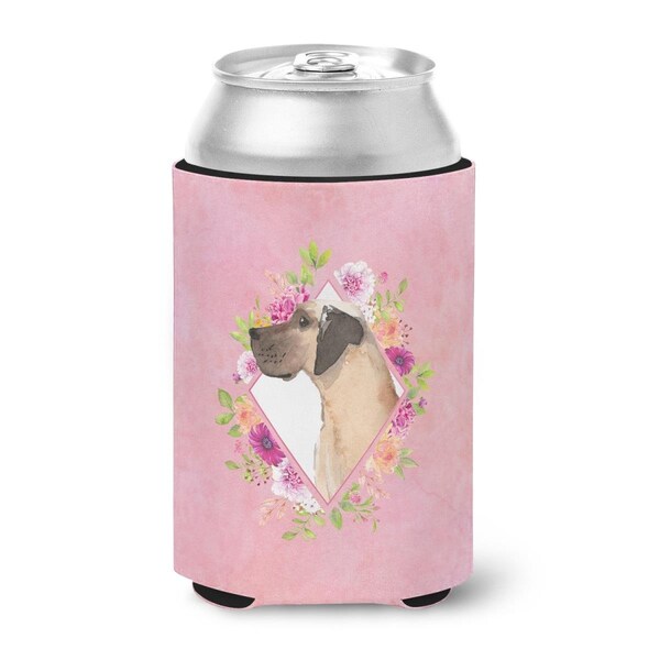 Carolines Treasures Fawn Great Dane Pink Flowers Can or Bottle Hugger - CK4234CC