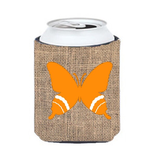 Carolines Treasures Butterfly Burlap and Orange Can or Bottle  Hugger - BB1034-BL-OR-CC