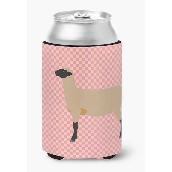 Carolines Treasures Hampshire Down Sheep Pink Check Can or Bottle Hugger - BB7976CC