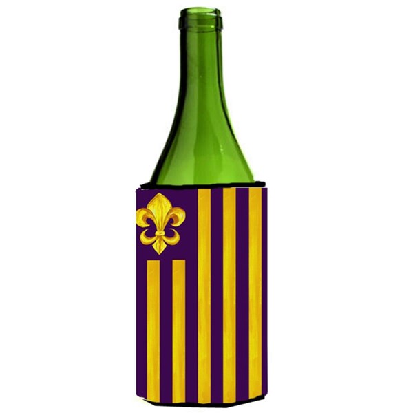 Carolines Treasures Purple And Gold Fleur De Lis Wine Bottle  Hugger - 24 oz. - 8201LITERK
