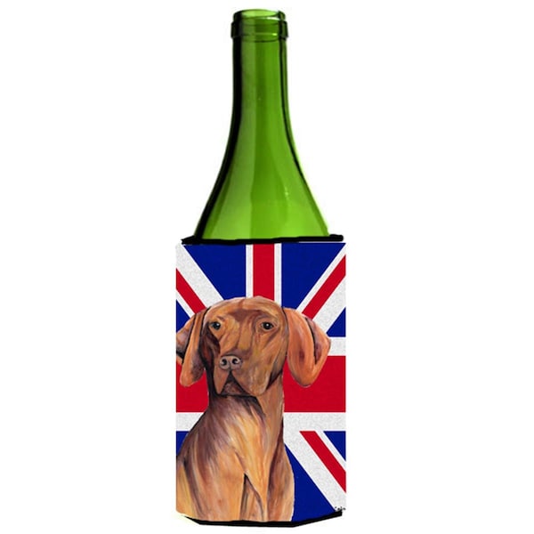 Carolines Treasures Vizsla With English Union Jack British Flag Wine bottle sleeve Hugger - 24 Oz. - SC9835LITERK