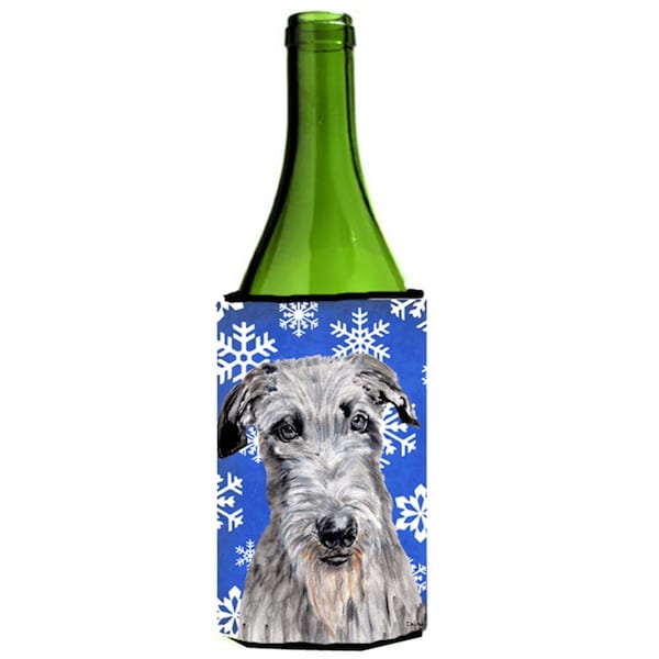 Carolines Treasures Scottish Deerhound Winter Snowflakes Wine bottle sleeve Hugger  24 Oz. - SC9778LITERK