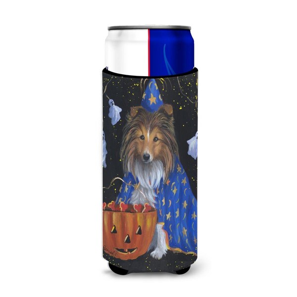 Carolines Treasures 12 oz Sheltie Halloween Witch Ultra Hugger for Slim Cans - PPP3186MUK