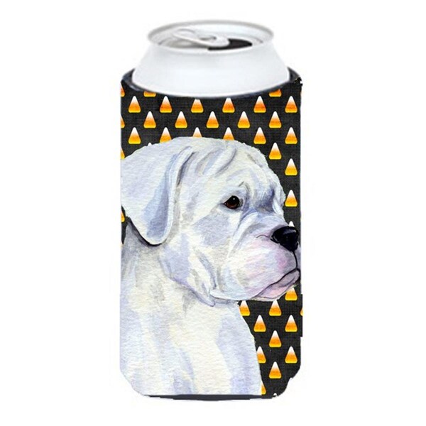 Carolines Treasures Boxer White Candy Corn Halloween Portrait Tall Boy  Hugger - 22 To 24 oz. - SS4302TBC