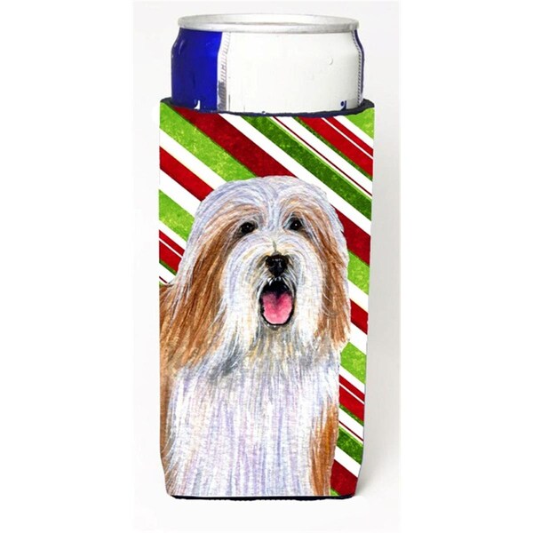 Carolines Treasures Bearded Collie Candy Cane Holiday Christmas Michelob Ultra bottle sleeves For Slim Cans - 12 oz. - LH9240MUK