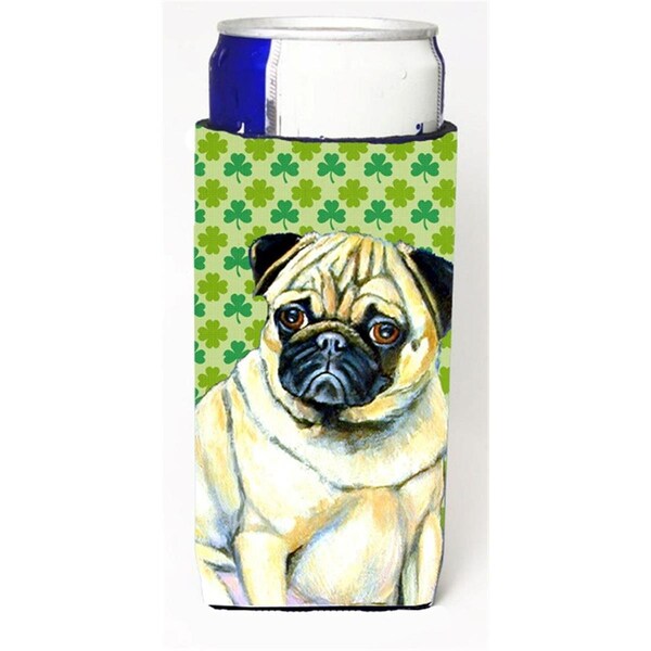 Carolines Treasures Pug St. Patricks Day Shamrock Portrait Michelob Ultra bottle sleeves for slim cans 12 oz. - LH9207MUK