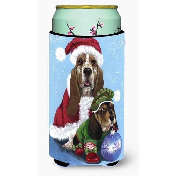 Carolines Treasures 22-24 oz Basset Hound Santa Christmas Tall Boy Hugger - PPP3012TBC