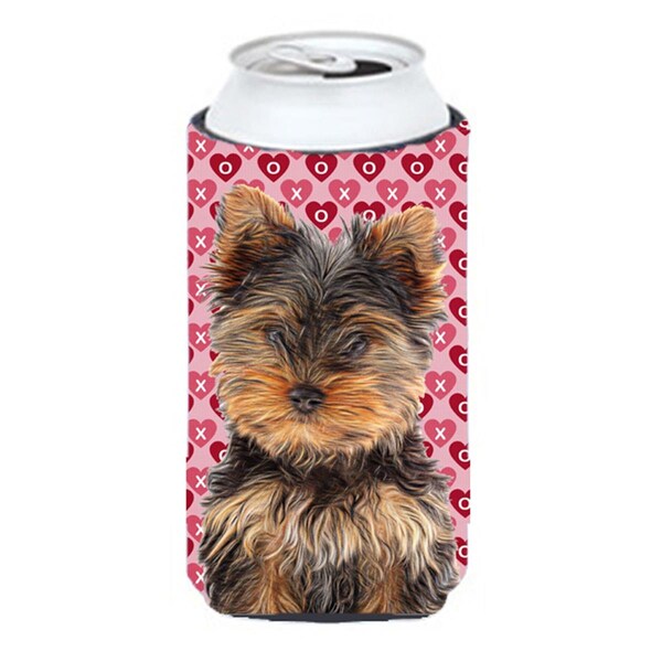 Carolines Treasures Hearts Love and Valentines Day Yorkie Puppy & Yorkshire Terrier Tall Boy bottle sleeve Hugger - KJ1195TBC