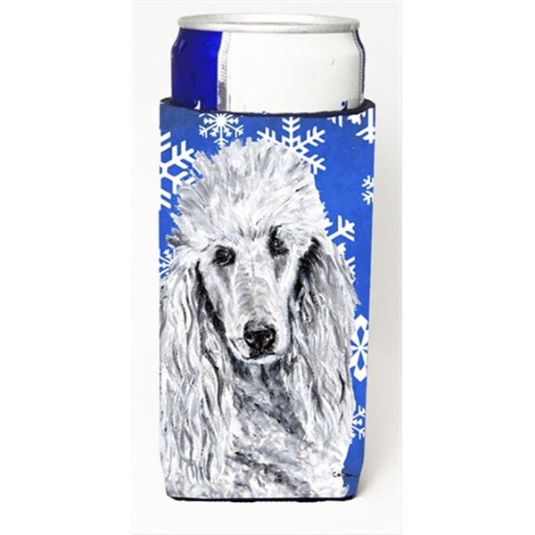 Carolines Treasures White Standard Poodle Winter Snowflakes Michelob Ultra bottle sleeves Slim Cans  12 Oz. - SC9775MUK