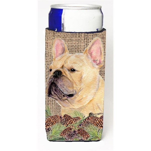 Carolines Treasures French Bulldog On Faux Burlap With Pine Cones Michelob Ultra bottle sleeve for Slim Can - SS4076MUK