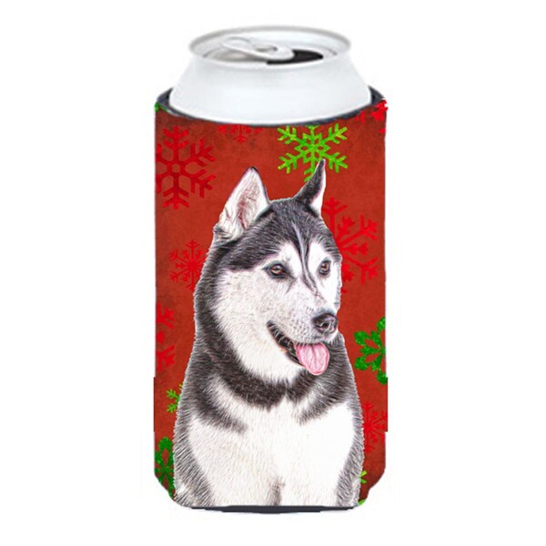 Carolines Treasures Red Snowflakes Holiday Christmas Alaskan Malamute Tall Boy bottle sleeve Hugger - KJ1182TBC